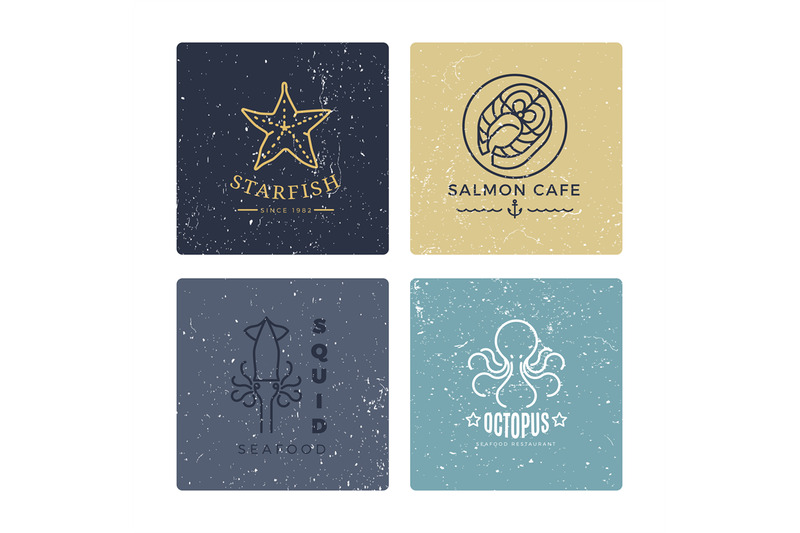 grunge-seafood-labels-line-style-collection