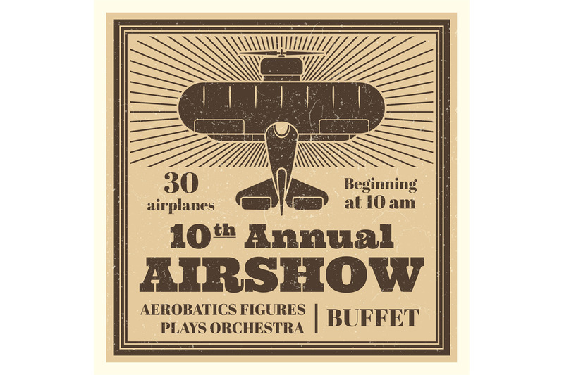 vintage-airshow-poster-label-with-airplane