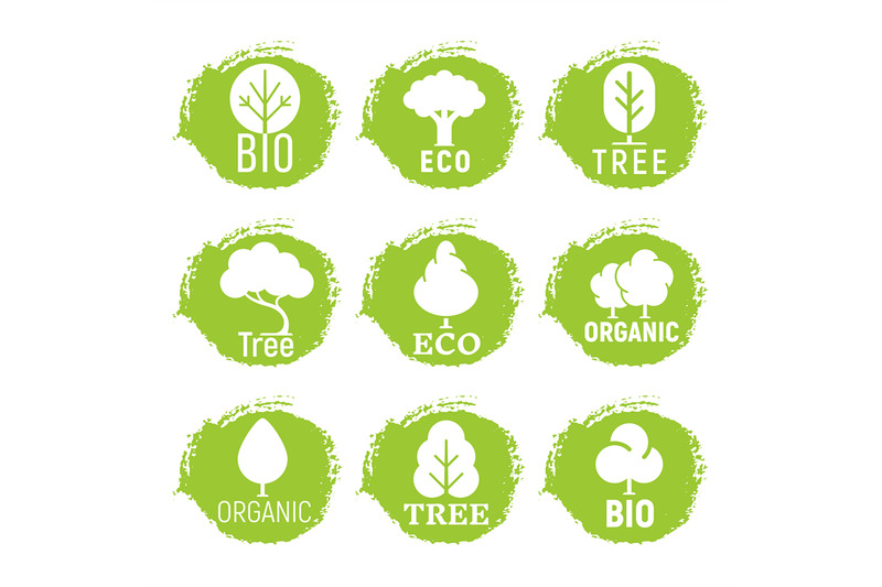 eco-friendly-organic-tree-logos-on-green-grunge-background