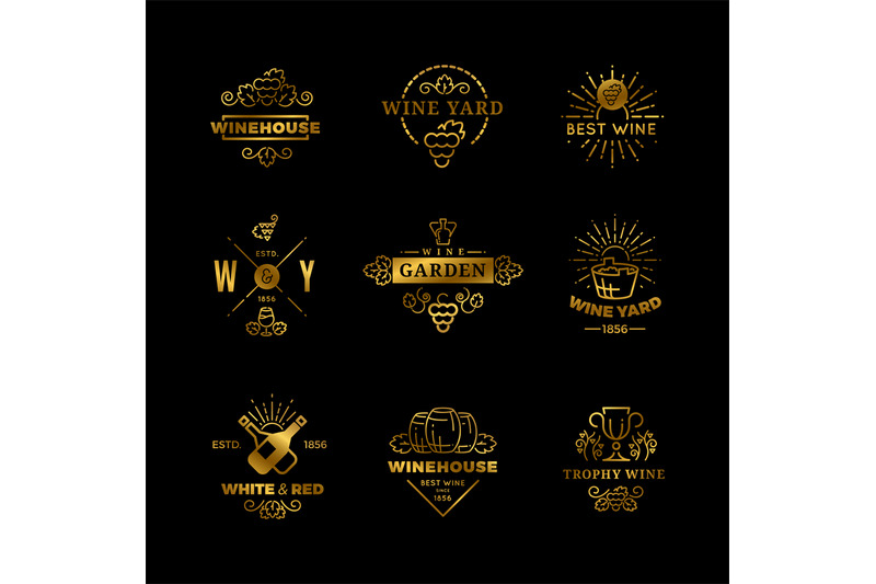 vector-wine-logos-and-emblems-isolated-on-black-background