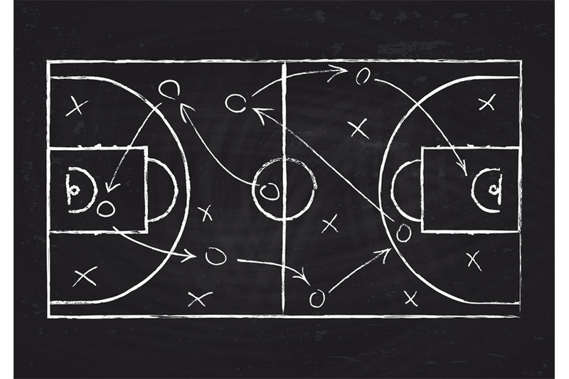 chalkboard-with-basketball-court-and-game-strategy-scheme-vector-illu