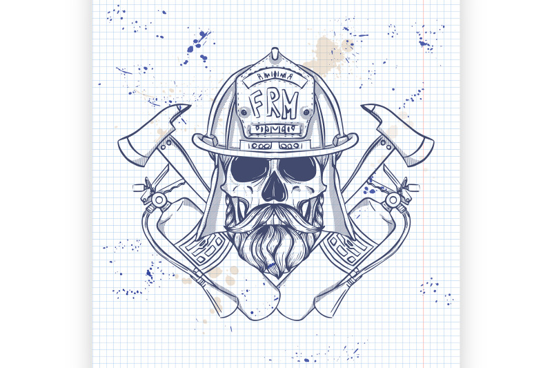 sketch-fireman-skull