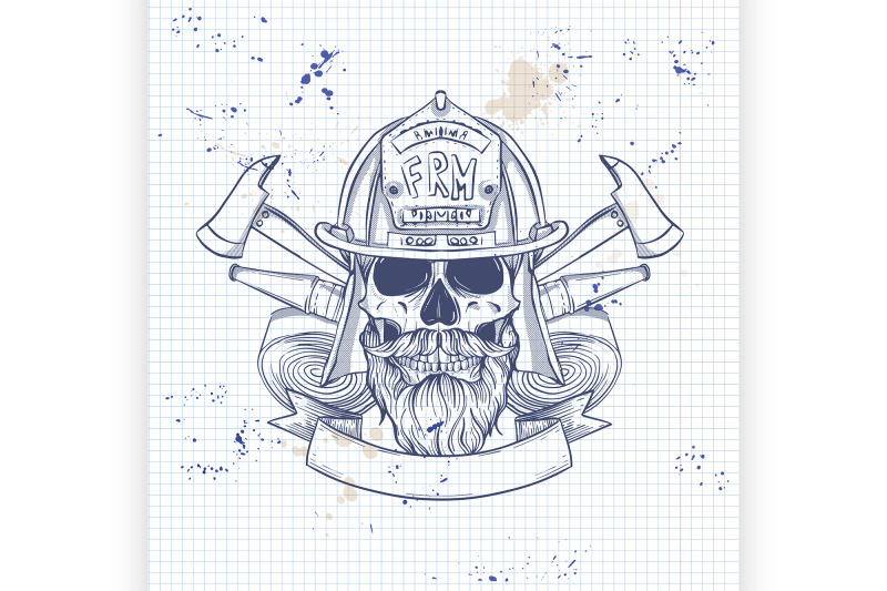 sketch-fireman-skull