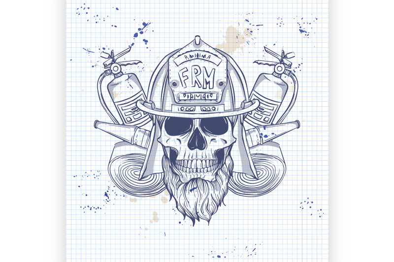 sketch-fireman-skull