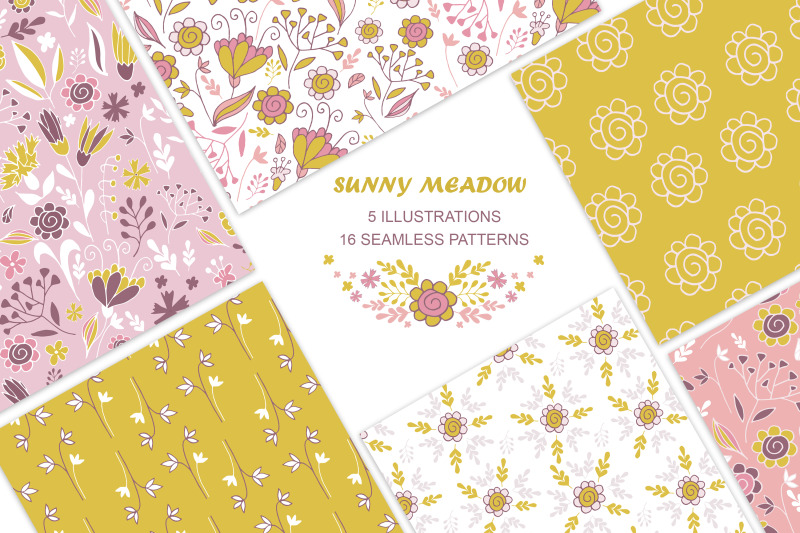 vintage-seamless-floral-patterns-and-illustrations-mustard-pink