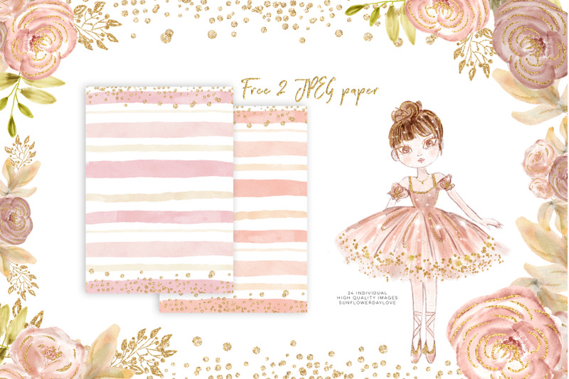 princess-ballerina-pink-gold-clip-art-ballerina-planner-stickers