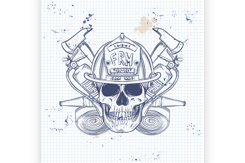 sketch-fireman-skull