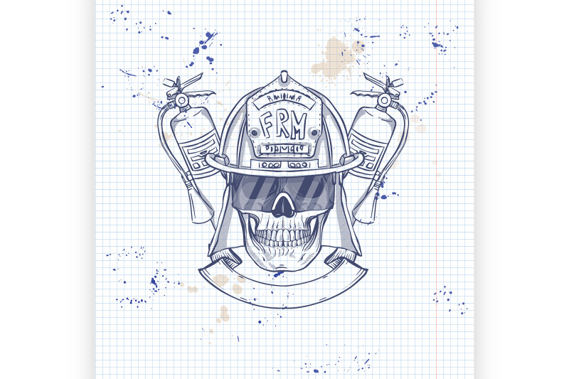 sketch-fireman-skull