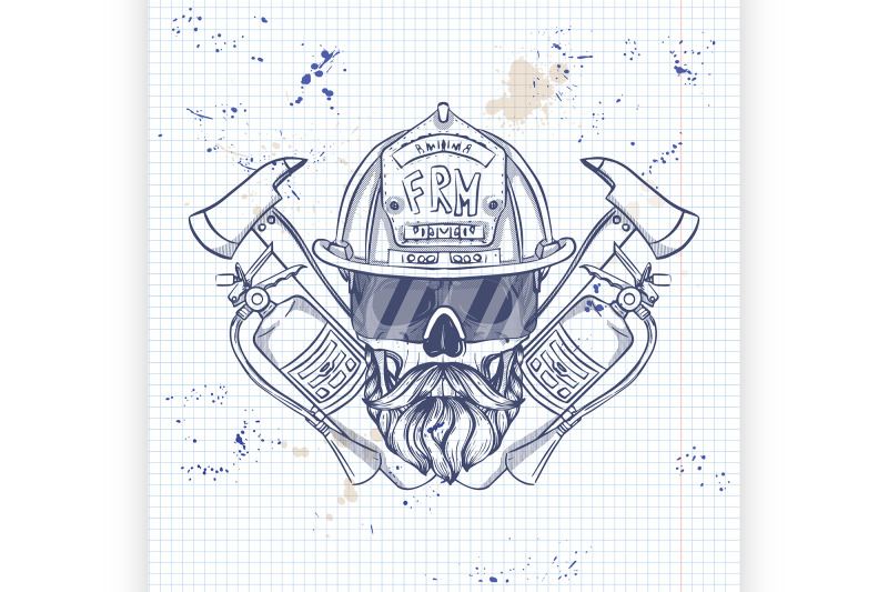 sketch-fireman-skull