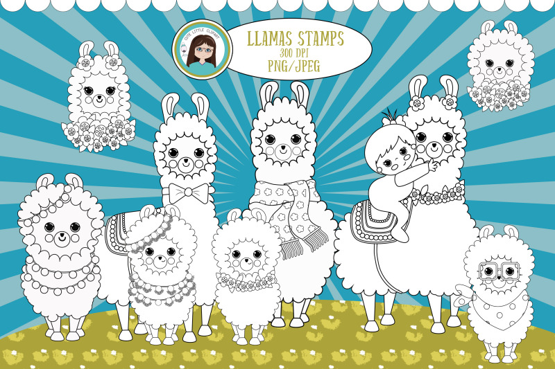 llama-digital-stamps