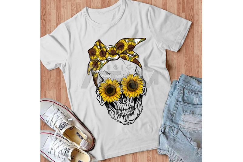 sunflowers-skull-png-hippie-png-skull-png