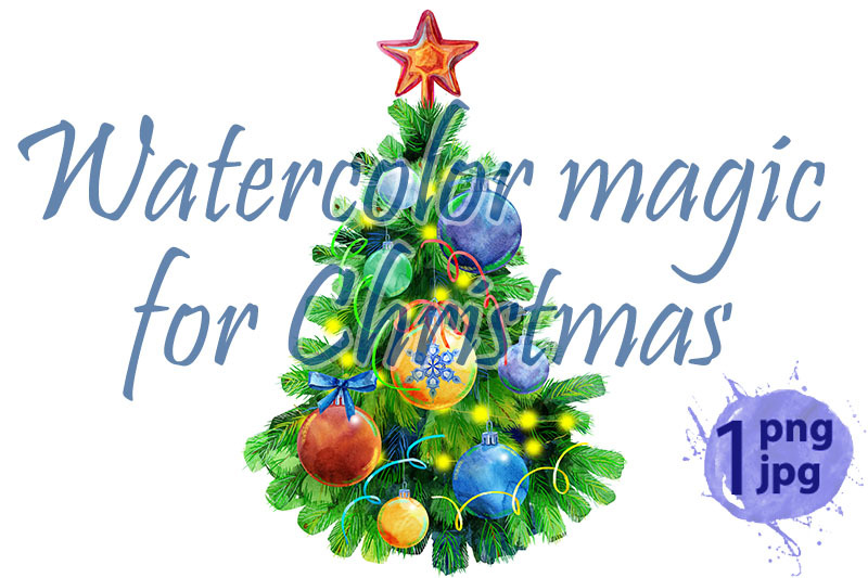 watercolor-illustration-christmas-tree-decorated-with-christmas-balls