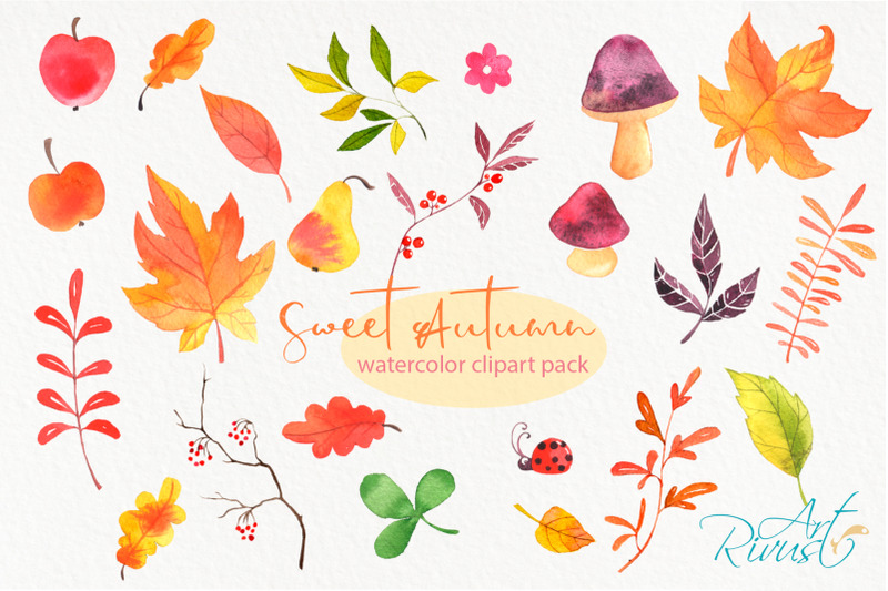 Watercolor Fall woodland Fox clipart pack By Rivus Art | TheHungryJPEG