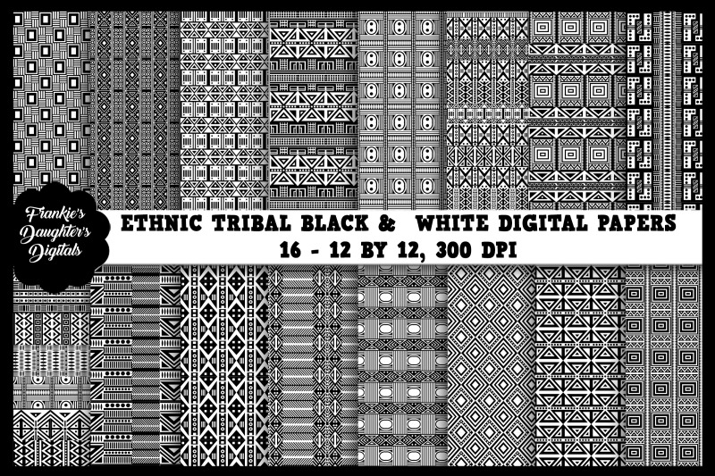 boho-ethnic-tribal-black-and-white-papers