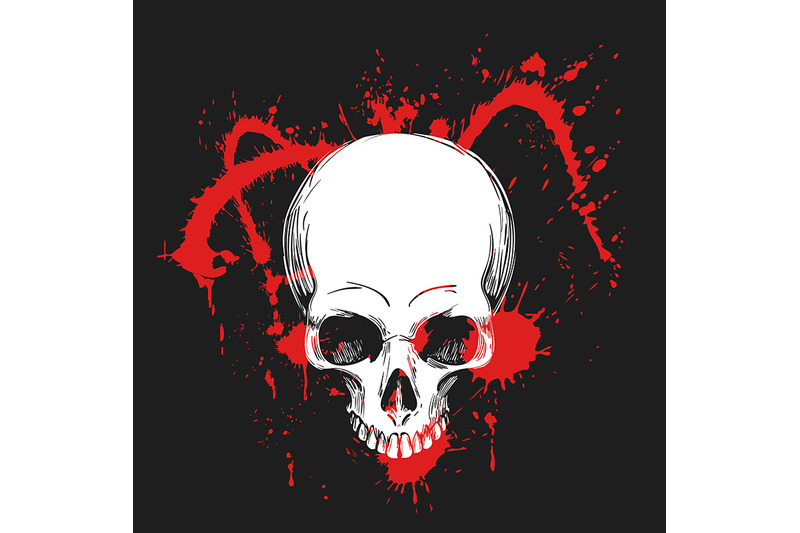 human-skull-in-blood-splashes-vector-illustration