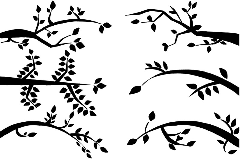 6 Branch Silhouettes Handmade Cliparts By CreativeWhoa | TheHungryJPEG