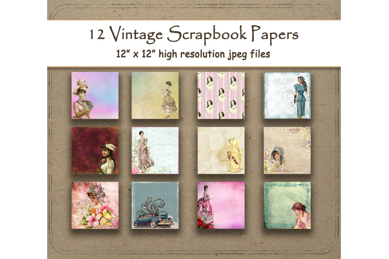 vintage-lady-collage-digital-paper-12-quot-x-12-quot-woman-scrapbook-paper-pa