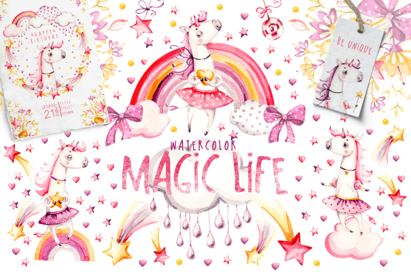 magic-life-pink-naive-unicorns-watercolor-nursery-collection