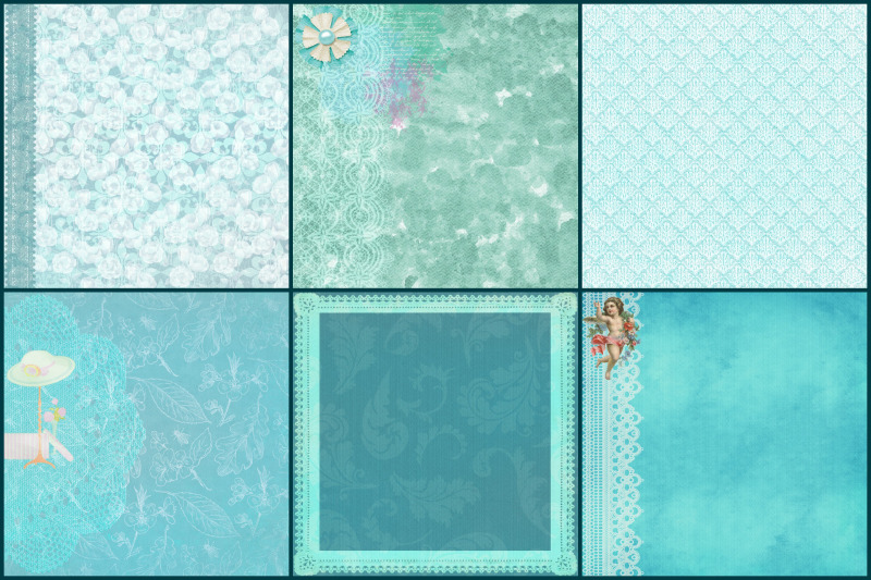 vintage-teal-and-lace-digital-papers