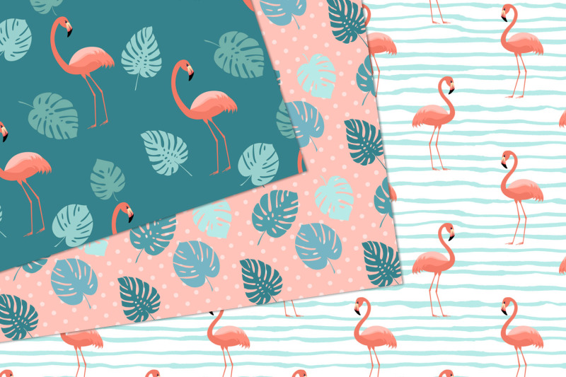coral-and-turquoise-flamingo-digital-paper