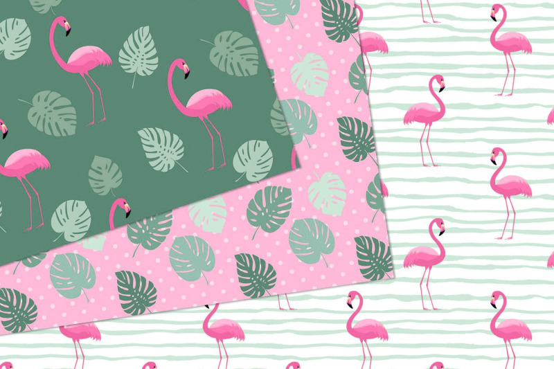 pink-and-mint-flamingo-digital-paper