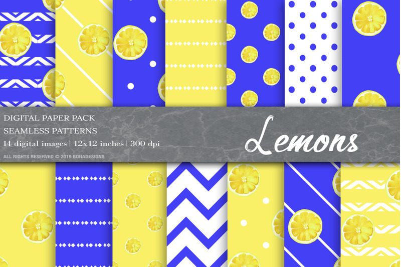 lemons-digital-papers-fruit-patterns