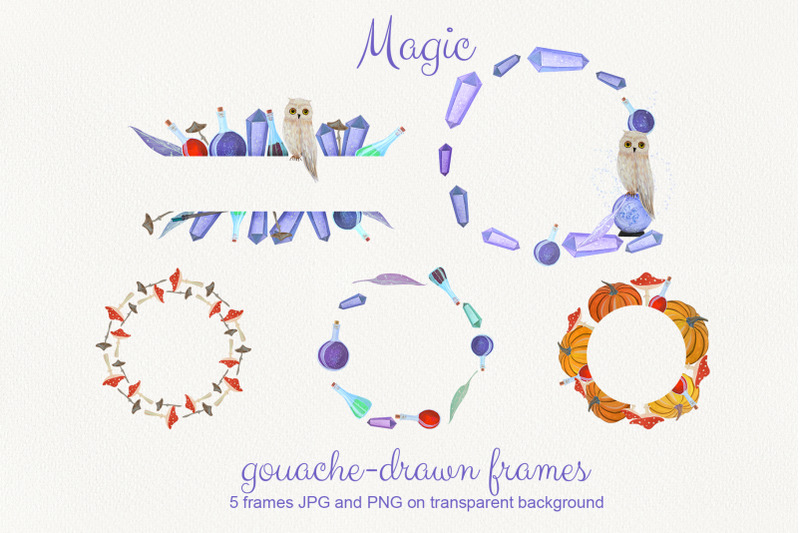 magic-gouache-drawn-set-of-5-frames