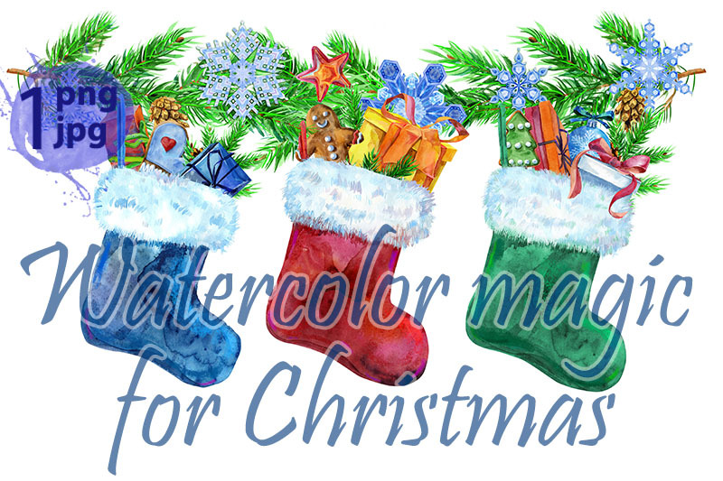 christmas-colorfull-socks-with-gifts-and-spruce-branches