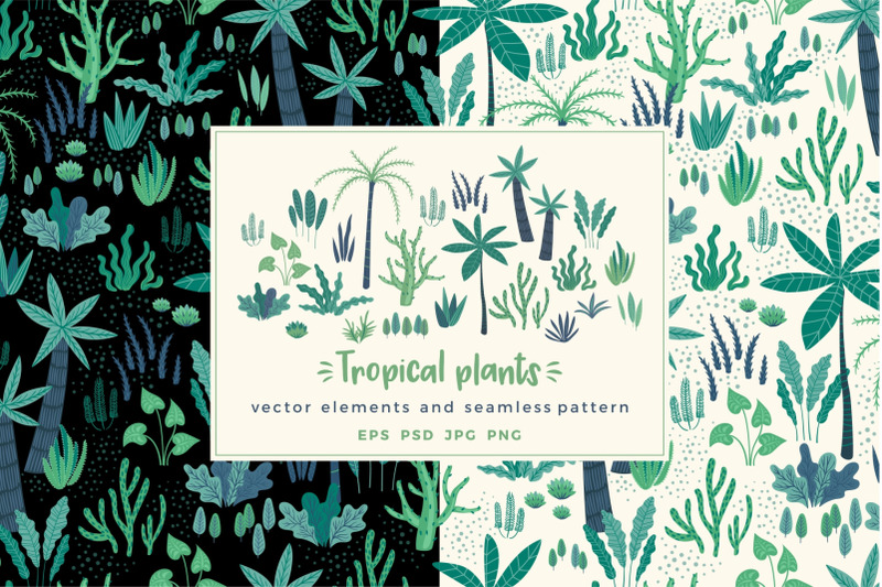 tropical-plants-elements-amp-pattern
