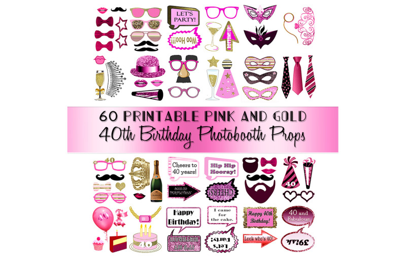 40th-birthday-photo-booth-props-pink-and-gold-over-70-adult-classy-gli