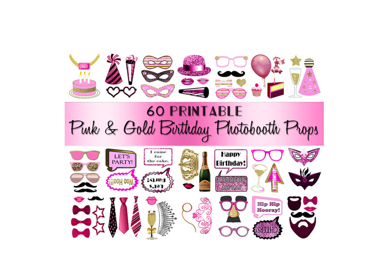 birthday-photo-booth-props-pink-and-gold-adult-classy-glitter-printabl
