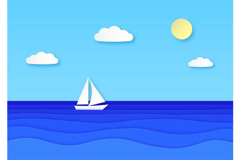 paper-boat-floating-sea-cloudy-sky-with-sun-sailboat-with-white-sail