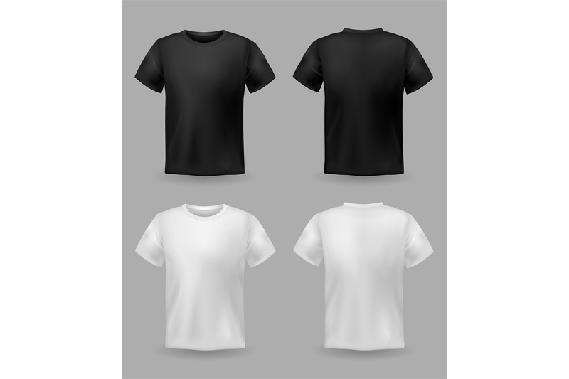 Download White and black t-shirt mockup. Sport blank shirt template front and b By YummyBuum ...