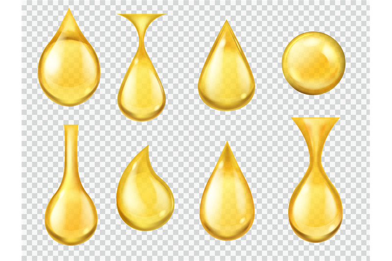 realistic-oil-drops-falling-honey-drop-gasoline-yellow-droplet-gold