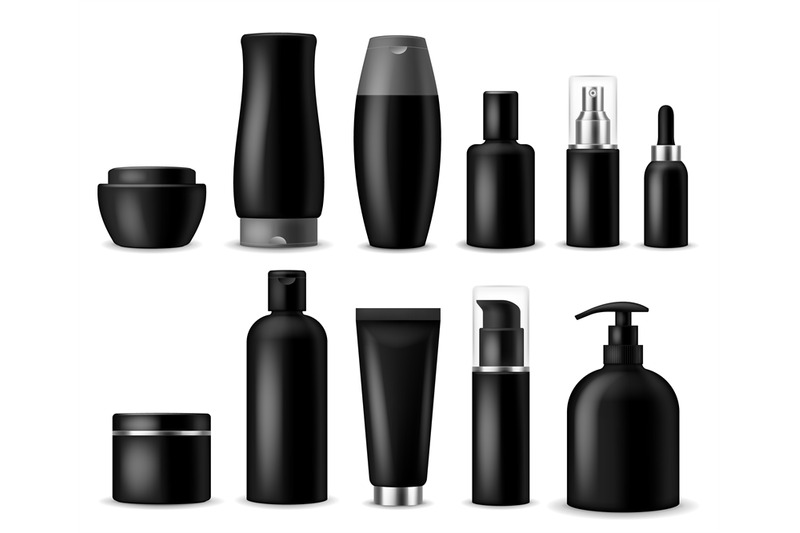 realistic-cosmetic-mockups-black-cosmetics-bottle-container-and-jar