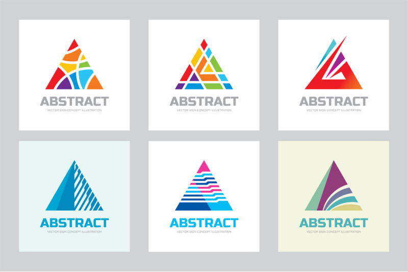 abstract-pyramid-triangle-logo-set