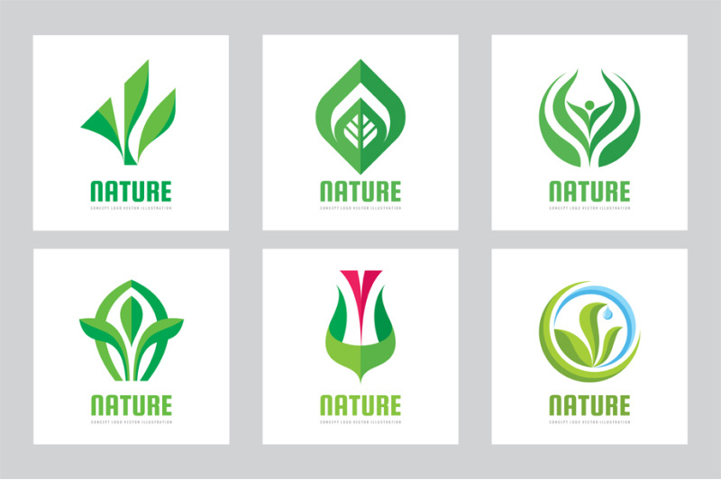 green-leaves-nature-logo-set