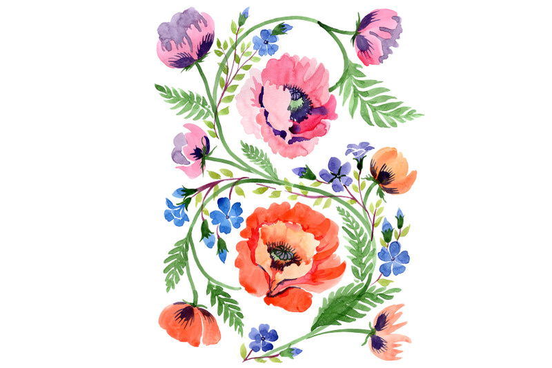 ornament-orange-poppies-watercolor-png