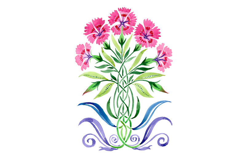 ornament-carnations-pink-watercolor-png