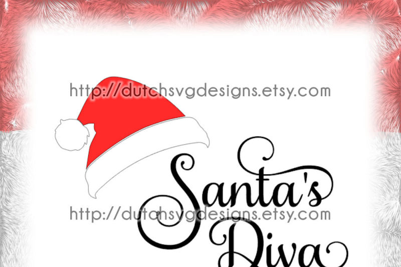 Cutting file Santa's Diva with hat, in Jpg Png SVG EPS DXF for Cricut ...