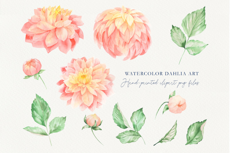coral-dahlia-watercolor-set