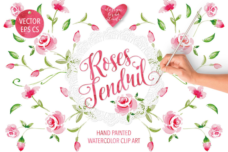 watercolor-roses-tendril-design