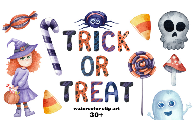 trick-or-treat-watercolor-halloween-set-png-clip-art-and-patterns