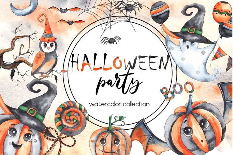 halloween-party-watercolor-collection