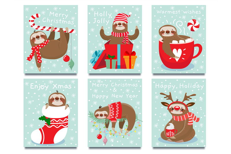 merry-christmas-lazy-sloth-happy-new-year-cute-lazybones-xmas-lazine