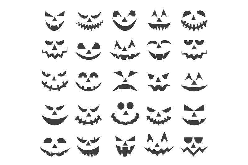 halloween-ghost-faces-set