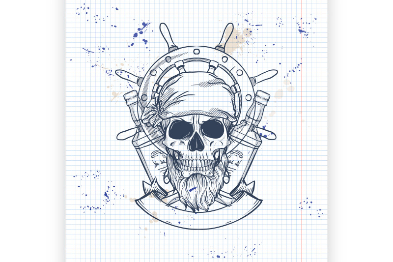 sketch-pirate-skull-with-sword