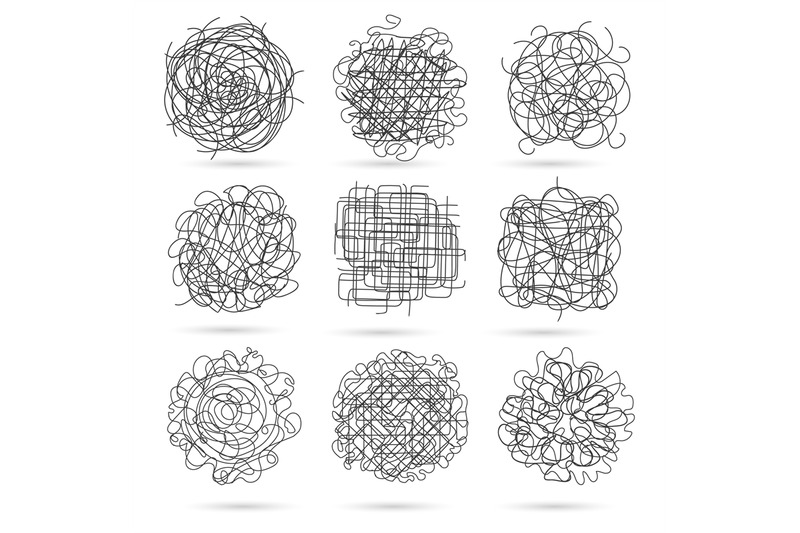 tangle-line-scribbles-set