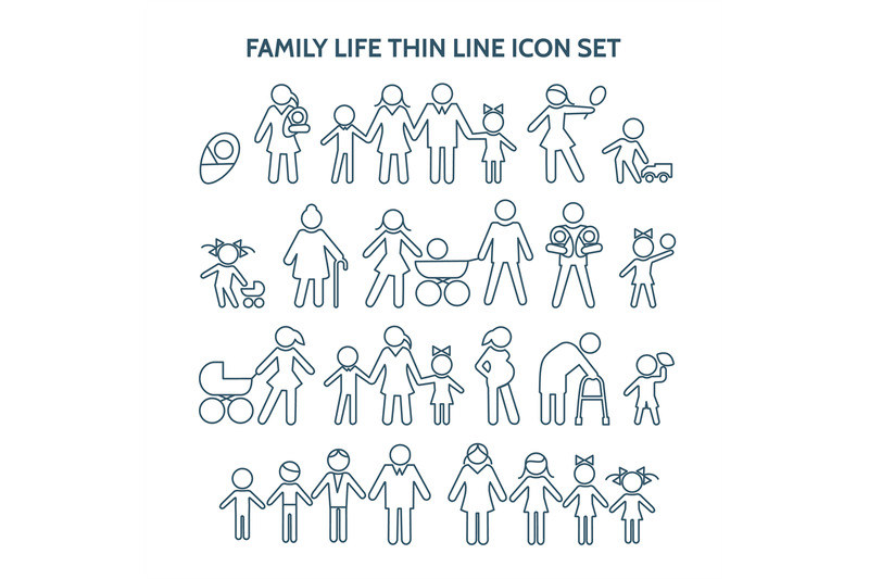 family-life-thin-line-icons