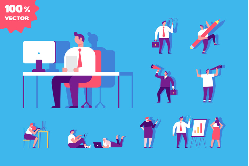 business-people-flat-vector-set